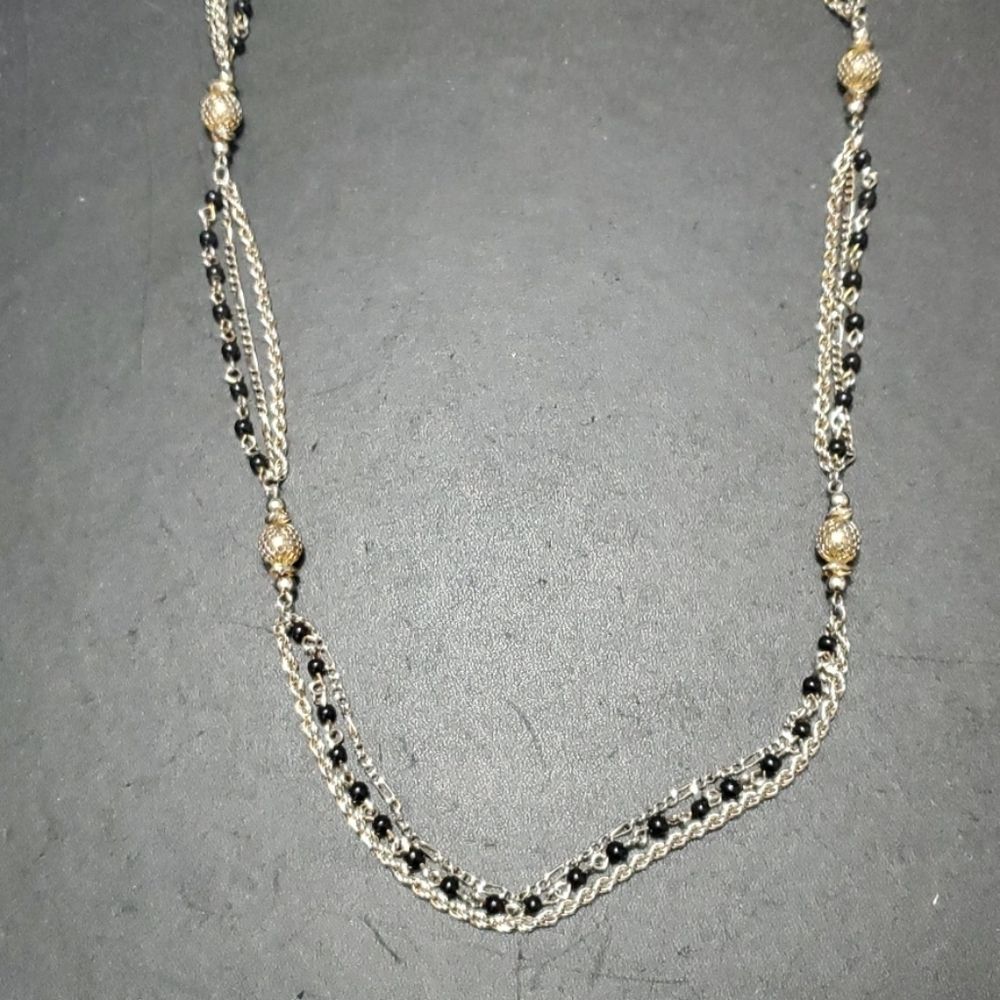 Gold and silver tone multi strand necklace 32"